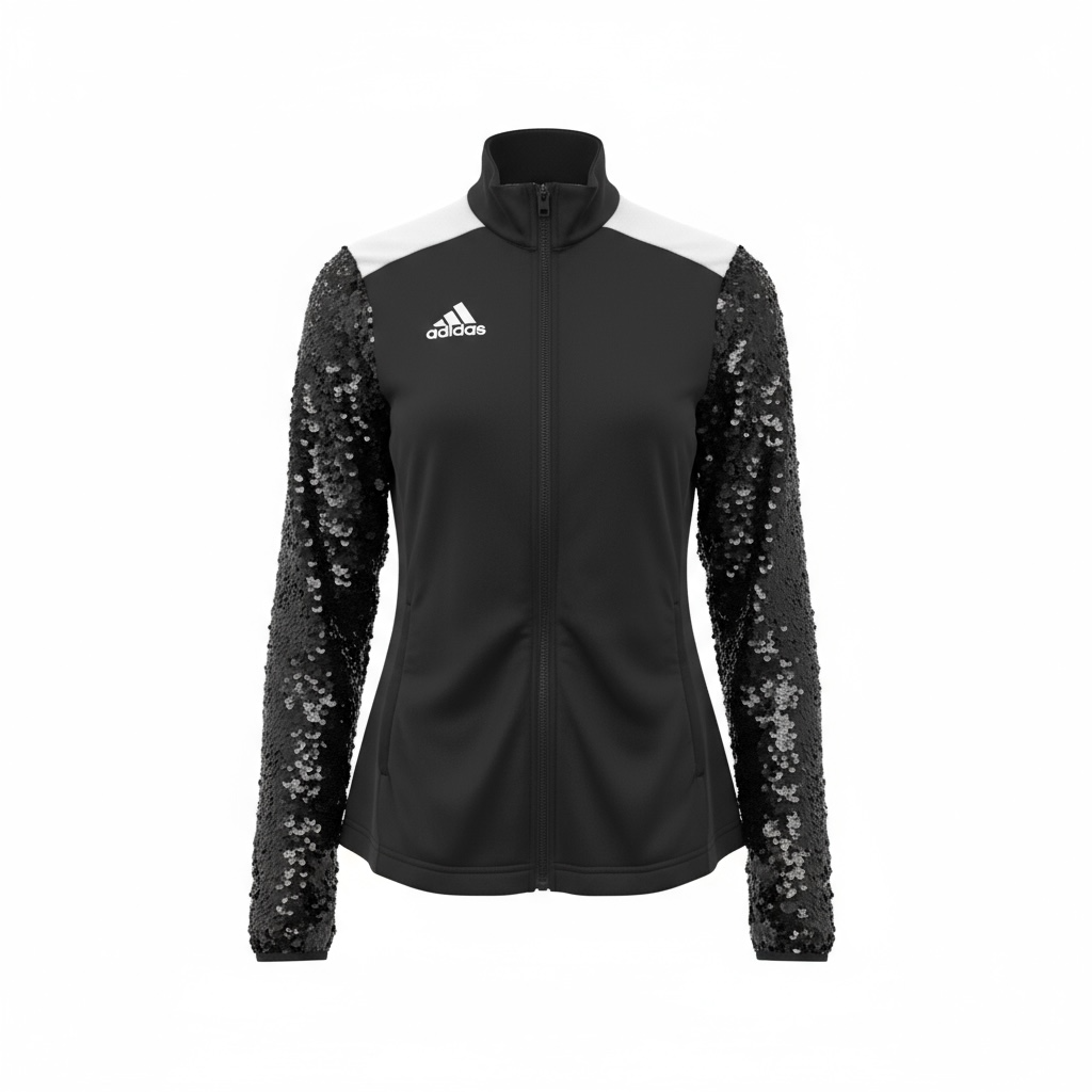 #6 Veste de sur-vêtement Adidas noire à manches paillettes