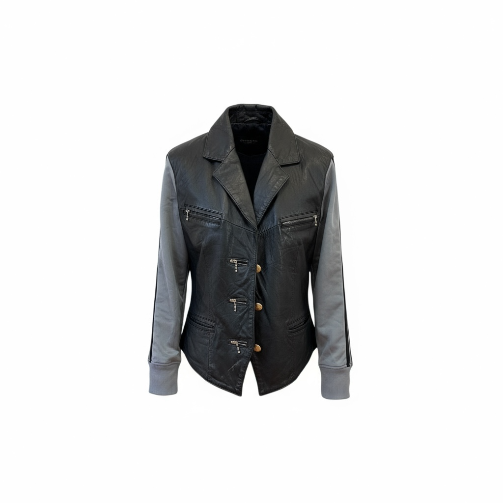 #31 Veste en cuir vintage à manches Adidas